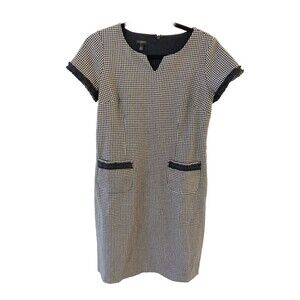 Talbot’s Women’s Size 6 Petite Navy & White Houndstooth Print Sheath Dress